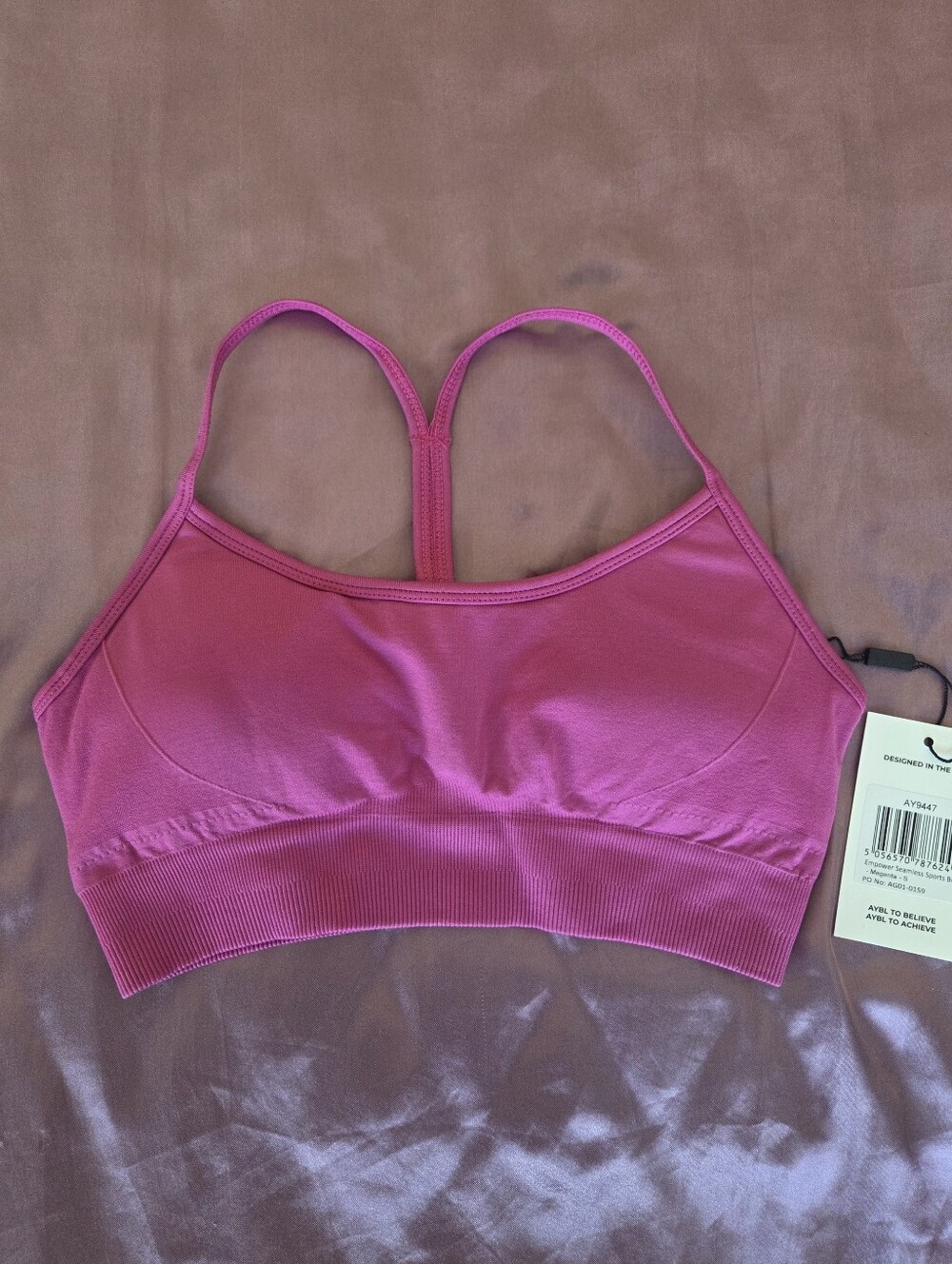 NWT AYBL Women's Empower Seamless Sports Bra Magenta Size S